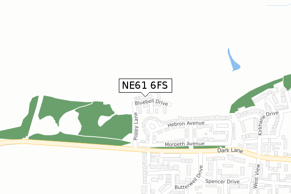 NE61 6FS map - large scale - OS Open Zoomstack (Ordnance Survey)