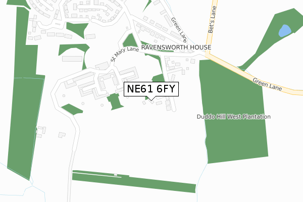 NE61 6FY map - large scale - OS Open Zoomstack (Ordnance Survey)