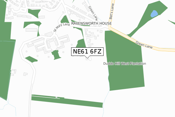 NE61 6FZ map - large scale - OS Open Zoomstack (Ordnance Survey)