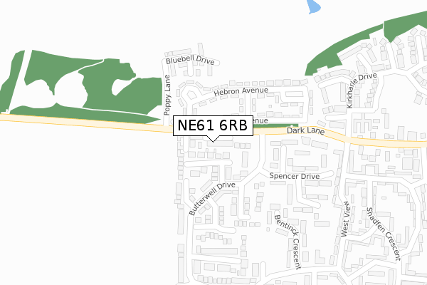 NE61 6RB map - large scale - OS Open Zoomstack (Ordnance Survey)
