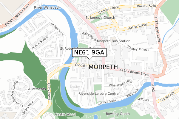 NE61 9GA map - large scale - OS Open Zoomstack (Ordnance Survey)