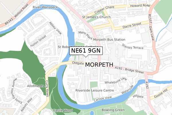 NE61 9GN map - large scale - OS Open Zoomstack (Ordnance Survey)