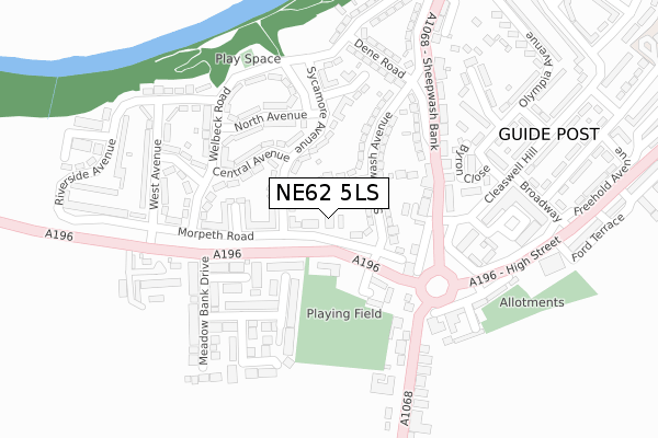 NE62 5LS map - large scale - OS Open Zoomstack (Ordnance Survey)