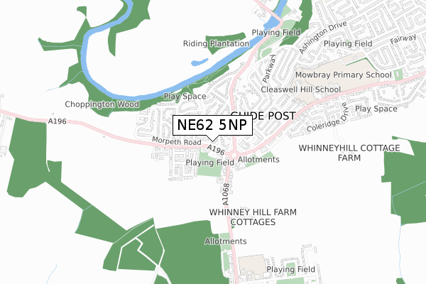 NE62 5NP map - small scale - OS Open Zoomstack (Ordnance Survey)