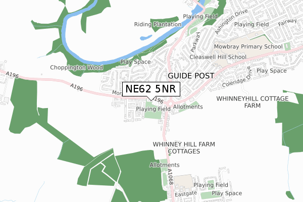 NE62 5NR map - small scale - OS Open Zoomstack (Ordnance Survey)