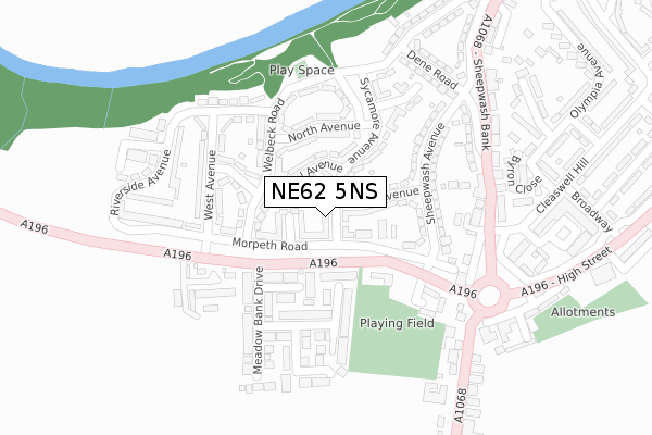 NE62 5NS map - large scale - OS Open Zoomstack (Ordnance Survey)