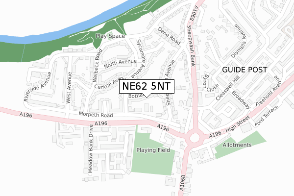 NE62 5NT map - large scale - OS Open Zoomstack (Ordnance Survey)