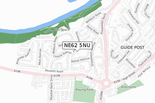 NE62 5NU map - large scale - OS Open Zoomstack (Ordnance Survey)
