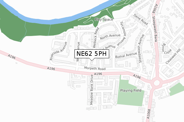 NE62 5PH map - large scale - OS Open Zoomstack (Ordnance Survey)