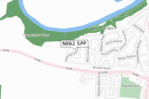 NE62 5PP map - large scale - OS Open Zoomstack (Ordnance Survey)