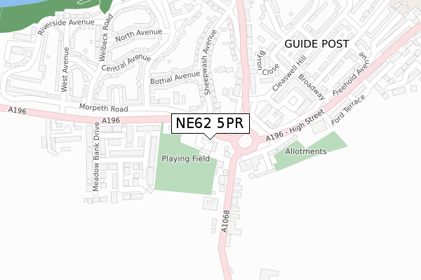 NE62 5PR map - large scale - OS Open Zoomstack (Ordnance Survey)