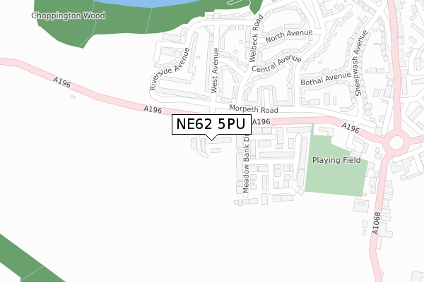NE62 5PU map - large scale - OS Open Zoomstack (Ordnance Survey)