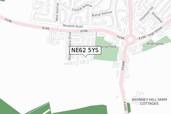 NE62 5YS map - large scale - OS Open Zoomstack (Ordnance Survey)