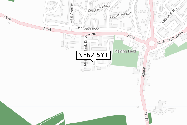NE62 5YT map - large scale - OS Open Zoomstack (Ordnance Survey)