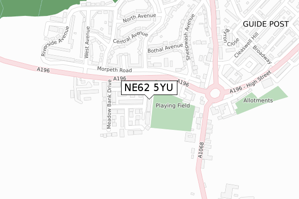 NE62 5YU map - large scale - OS Open Zoomstack (Ordnance Survey)