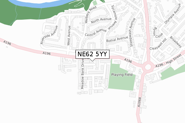NE62 5YY map - large scale - OS Open Zoomstack (Ordnance Survey)