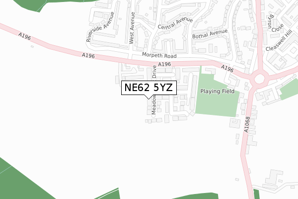 NE62 5YZ map - large scale - OS Open Zoomstack (Ordnance Survey)