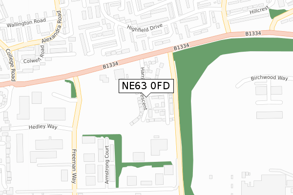 NE63 0FD map - large scale - OS Open Zoomstack (Ordnance Survey)