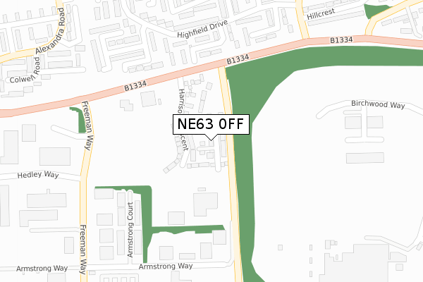 NE63 0FF map - large scale - OS Open Zoomstack (Ordnance Survey)