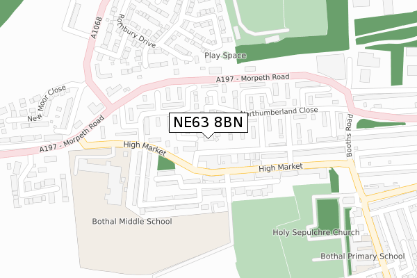 NE63 8BN map - large scale - OS Open Zoomstack (Ordnance Survey) NE63 8BN map - large scale - OS Open Zoomstack (Ordnance Survey)