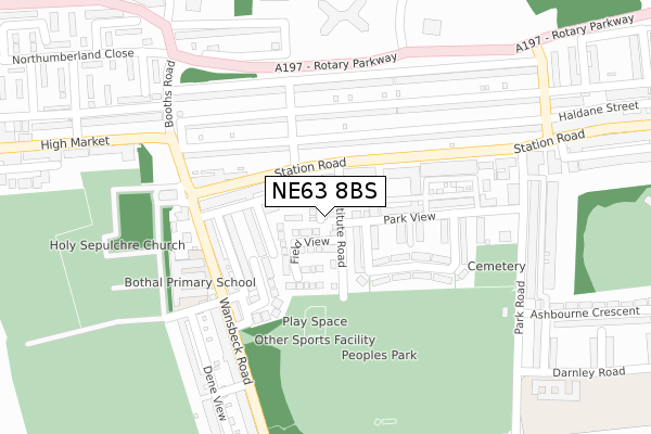 NE63 8BS map - large scale - OS Open Zoomstack (Ordnance Survey)