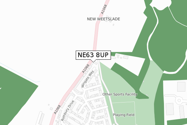 NE63 8UP map - large scale - OS Open Zoomstack (Ordnance Survey)