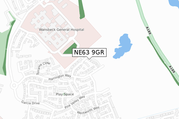NE63 9GR map - large scale - OS Open Zoomstack (Ordnance Survey)