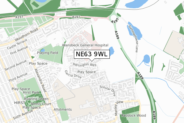 NE63 9WL map - small scale - OS Open Zoomstack (Ordnance Survey) NE63 9WL map - small scale - OS Open Zoomstack (Ordnance Survey)
