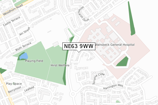 NE63 9WW map - large scale - OS Open Zoomstack (Ordnance Survey) NE63 9WW map - large scale - OS Open Zoomstack (Ordnance Survey)