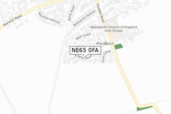 NE65 0FA map - large scale - OS Open Zoomstack (Ordnance Survey)