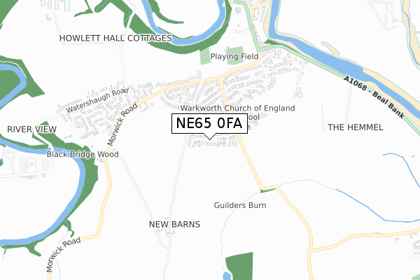 NE65 0FA map - small scale - OS Open Zoomstack (Ordnance Survey)