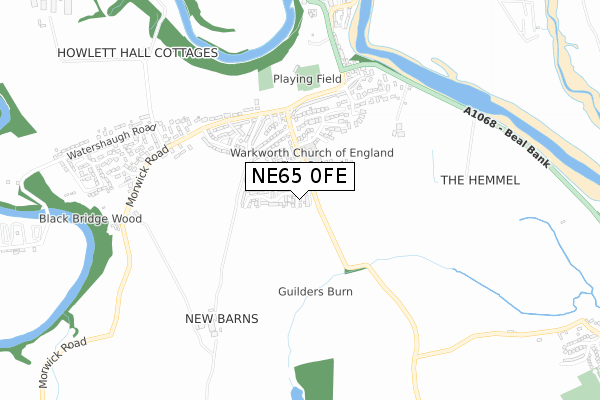 NE65 0FE map - small scale - OS Open Zoomstack (Ordnance Survey)