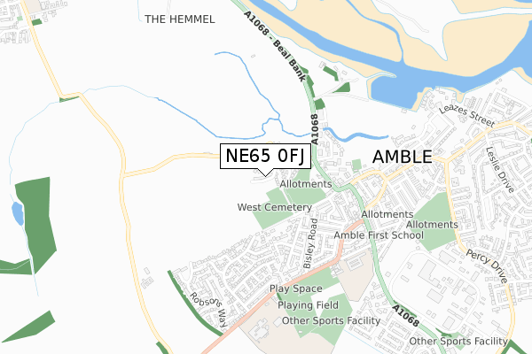 NE65 0FJ map - small scale - OS Open Zoomstack (Ordnance Survey)