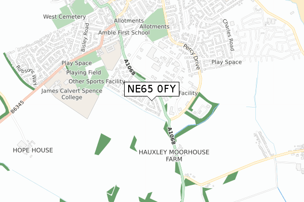 NE65 0FY map - small scale - OS Open Zoomstack (Ordnance Survey)