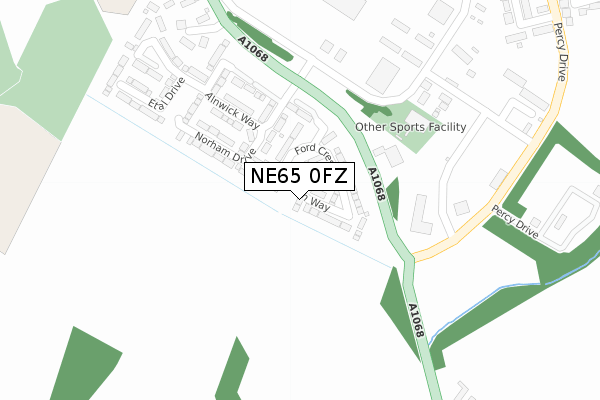 NE65 0FZ map - large scale - OS Open Zoomstack (Ordnance Survey)
