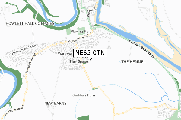 NE65 0TN map - small scale - OS Open Zoomstack (Ordnance Survey)