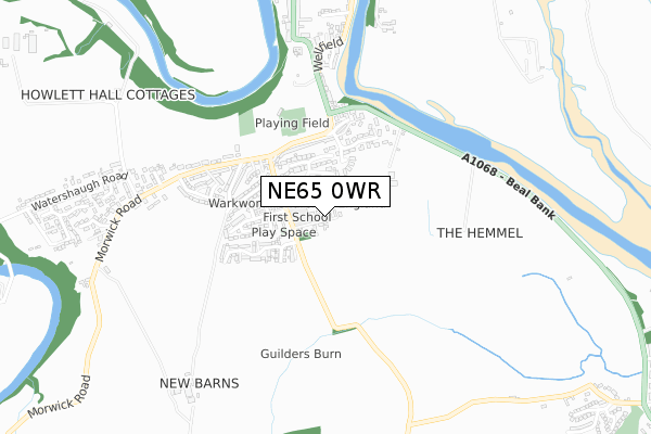 NE65 0WR map - small scale - OS Open Zoomstack (Ordnance Survey)
