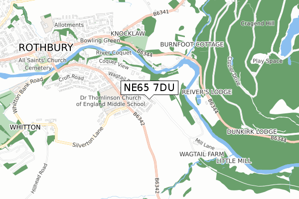 NE65 7DU map - small scale - OS Open Zoomstack (Ordnance Survey)