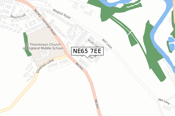 NE65 7EE map - large scale - OS Open Zoomstack (Ordnance Survey)