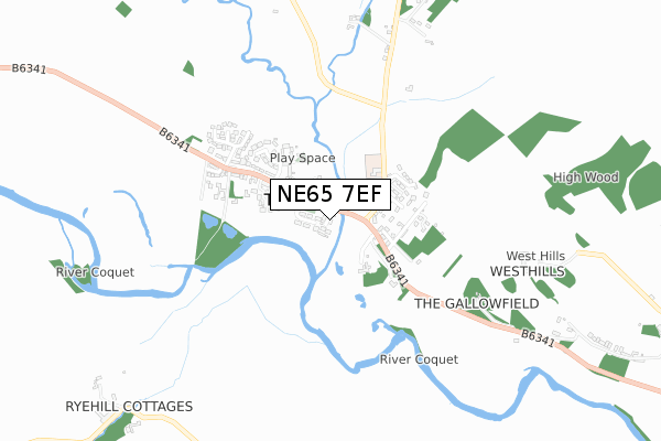 NE65 7EF map - small scale - OS Open Zoomstack (Ordnance Survey)
