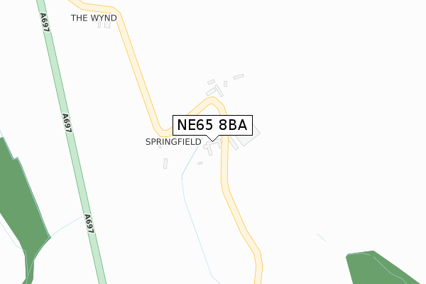 NE65 8BA map - large scale - OS Open Zoomstack (Ordnance Survey)