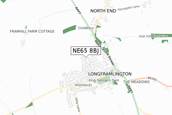 NE65 8BJ map - small scale - OS Open Zoomstack (Ordnance Survey) NE65 8BJ map - small scale - OS Open Zoomstack (Ordnance Survey)