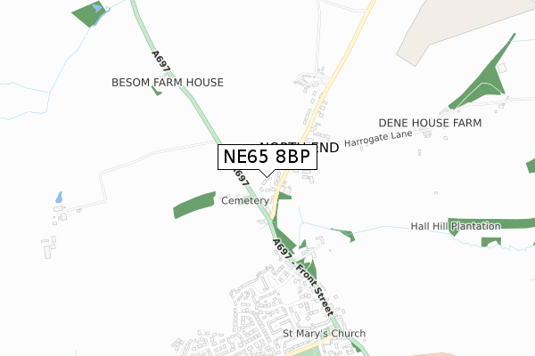 NE65 8BP map - small scale - OS Open Zoomstack (Ordnance Survey)