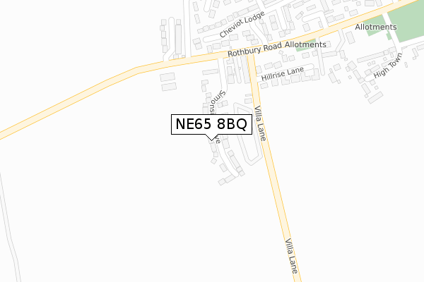 NE65 8BQ map - large scale - OS Open Zoomstack (Ordnance Survey)