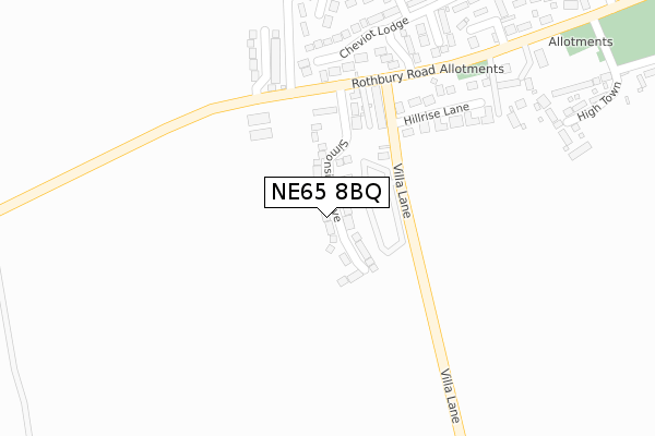 NE65 8BQ map - large scale - OS Open Zoomstack (Ordnance Survey) NE65 8BQ map - large scale - OS Open Zoomstack (Ordnance Survey)