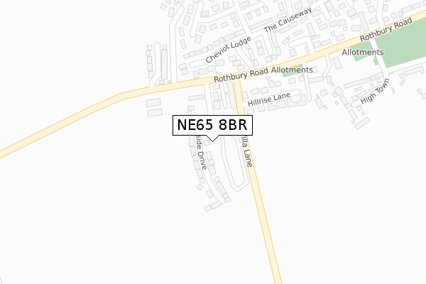 NE65 8BR map - large scale - OS Open Zoomstack (Ordnance Survey)