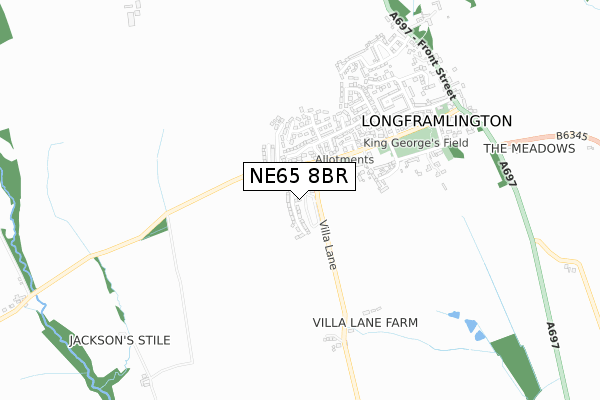 NE65 8BR map - small scale - OS Open Zoomstack (Ordnance Survey)