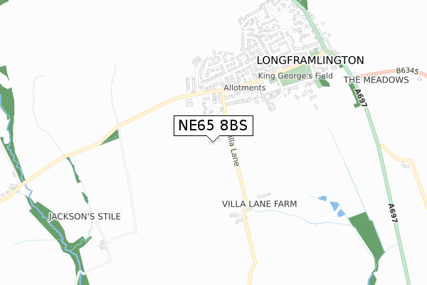 NE65 8BS map - small scale - OS Open Zoomstack (Ordnance Survey)