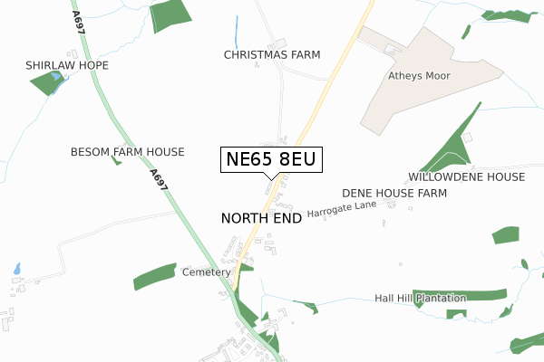 NE65 8EU map - small scale - OS Open Zoomstack (Ordnance Survey)