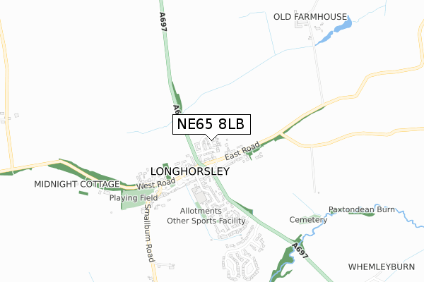 NE65 8LB map - small scale - OS Open Zoomstack (Ordnance Survey)